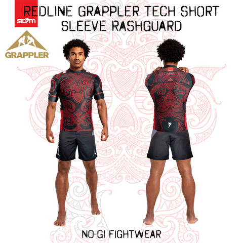 STORM REDLINE SS RASHGUARD - Black/Red